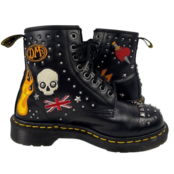 Dr. Martens 1460 Rock & Roll Leather Embellishment Combat Boots Size UK 5 US W7 - Picture 4 of 11